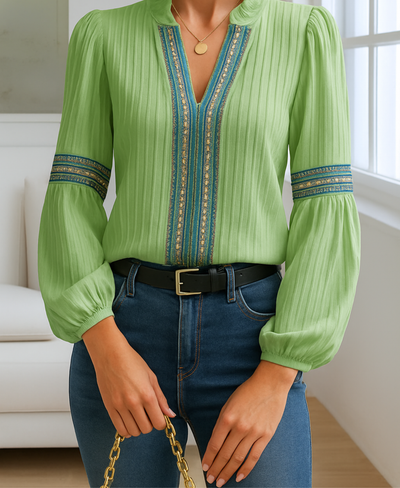 GRETA™ - Vintageblus med V-ringning
