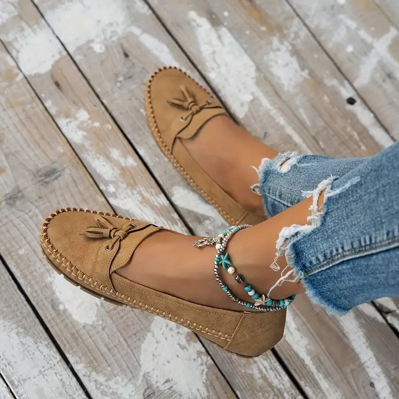 LYNN™ -  Mjuka loafers i vintagestil med rosett för dam
