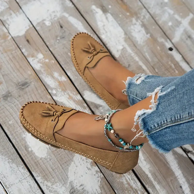LYNN™ -  Mjuka loafers i vintagestil med rosett för dam