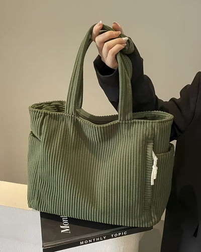AINA™ - Ribbad tygväska med snördetalj